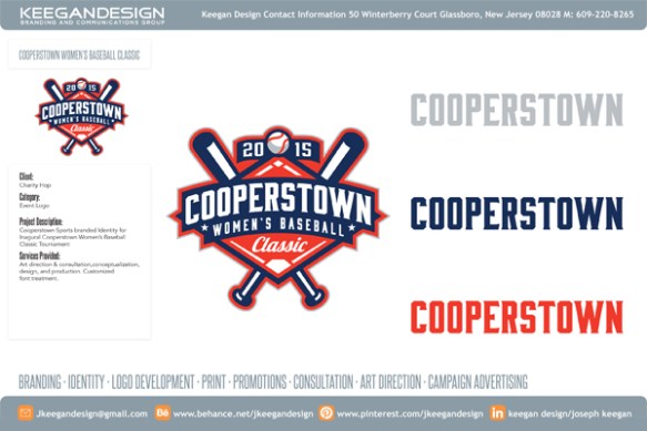 Cooperstown Women's Baseball Classic logo, created by Keegan Design.